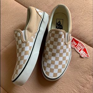 NWT beige checkered vans